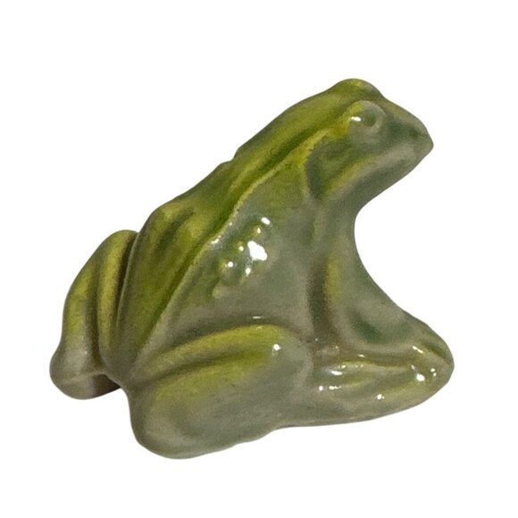 Wade Whimsies England Green Ceramic Frog Figurine Miniature Collectible 1" - Picture 1 of 8